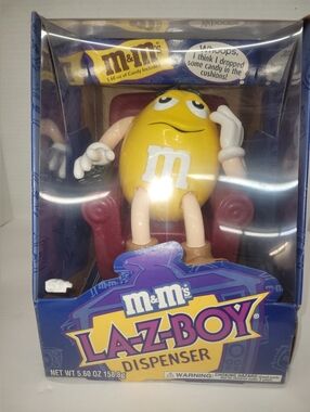 Vintage M&M's Yellow Lazy Boy Chair Recliner Candy Dispenser In Original Box